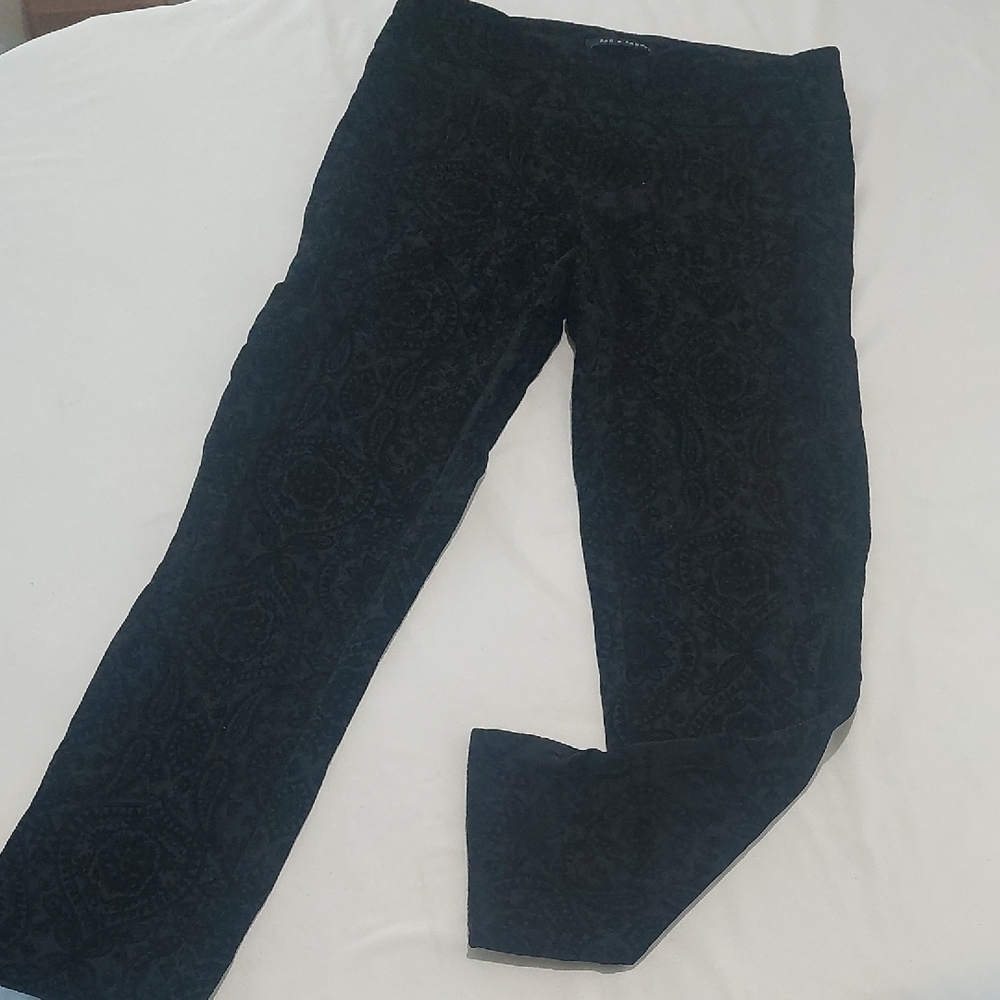 Zac & Rachel Black Textured Pants In Velvet .Size L